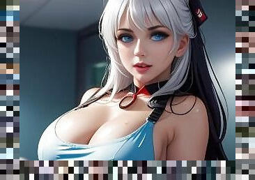 tetas-grandes, enfermera, squirting, lesbiana, juguete, japonés, anime, hentai, tetas, hospital