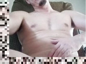 Handsome masculine naked guy with dyed hair is your company tonight POV