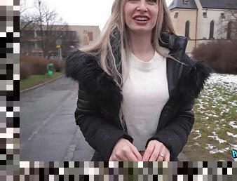 Reality hardcore sex: Abandoned Blonde German Wife - POV public blowjob and hardcore