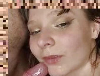 My stepfather giving me all the cum on my face!