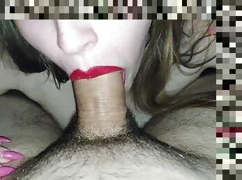 My stepsister sucks my dick and I cum in her mouth CLOSE-UP