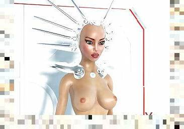 Super sexy android girl fucks hot ebony on a spaceship