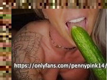 Onlyfans Model Sucks Cucumber after masturbating with it