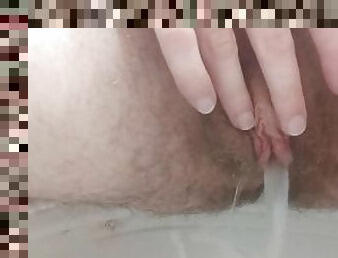 Peeing with a fairly close up view of my pussy