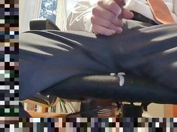 Businessman cum on suit pants office chair