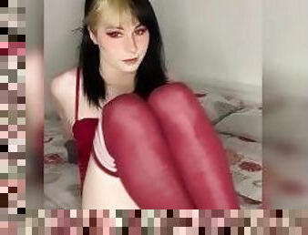 travesti, amatör, lezzo, genç, ayaklar, fetiş, tek-kişilik