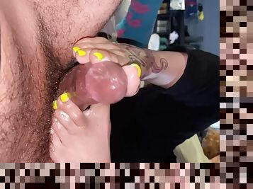 amatør, handjob, bbw, føtter, fetisj, footjob