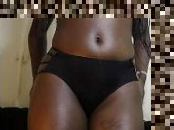 Ebony girl with petite tits sexy strip