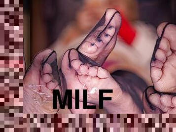 amatör, milf, tysk, fötter, strumpor, sprut, blond, fetisch, nylon