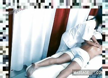 18-year-old girl makes a living doing massages at home and her client is a pervert who wants sex