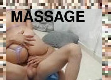 my stepbrother asks me to give him a massage, things get out of hand and he caresses my pussy and en