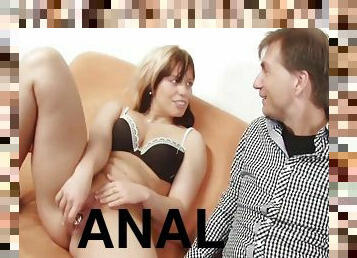 anal-sex, spielzeug, blondine, unterwäsche, dildo