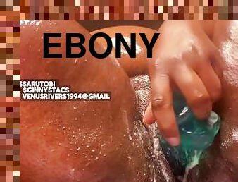 Ebony BBW Venus Sarutobi Slow Stroking Her Creamy Pussy
