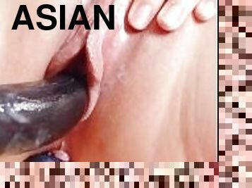 asiatisk, rumpe, store-pupper, onani, orgasme, pussy, squirt, kone, leke, ludder